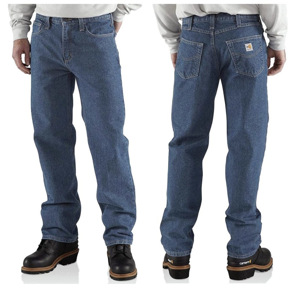 Carhartt Mens Flame Resistant Utility Denim Jeans Relaxed Fit 35 x 30